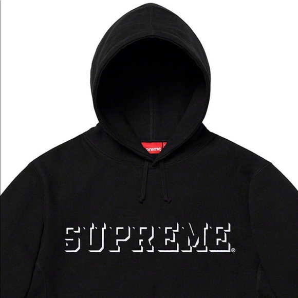 AUTHENTIC SUPREME DROP SHADOW BLACK HOODIE